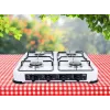 PROMIS KG400 cocina de gas de cuatro fuegos, acabado plata