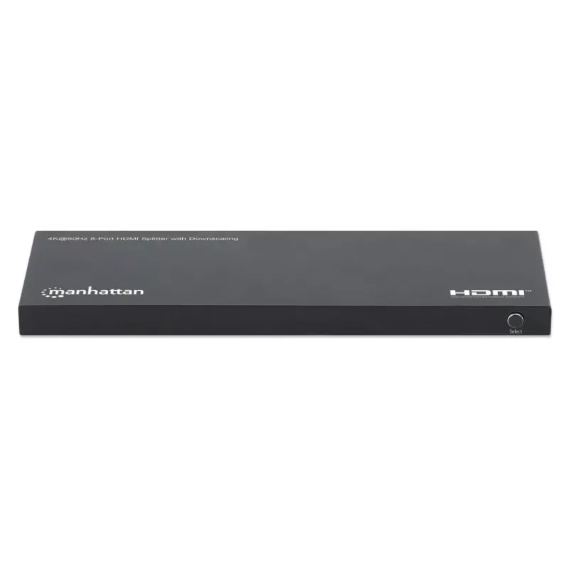 Splitter HDMI Manhattan 4K@60Hz 8 puertos con downscaling, distribuye una señal de entrada HDMI a ocho salidas HDMI (1x8), 18G, conmutador EDID para downscaling, Negro
