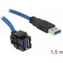 Módulo Keystone DeLOCK USB 5 Gbps conector hembra Type-A 250° a conector macho Type-A con cable de 1,5 m, negro