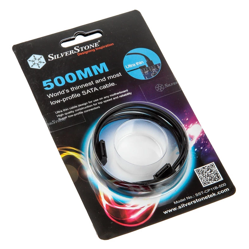 Cable SATA SilverStone SST-CP11B Super Low Profile - 50 cm, negro
