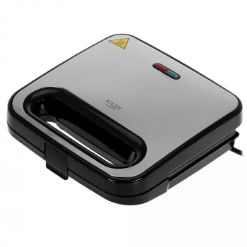 Sandwichera Adler AD 3076 — sandwichera compacta de sobremesa de 1000 W, negra/plateada