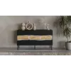Cama Meble INSERTO 3D cómoda, 143,5x40x80 cm, negra, con LED
