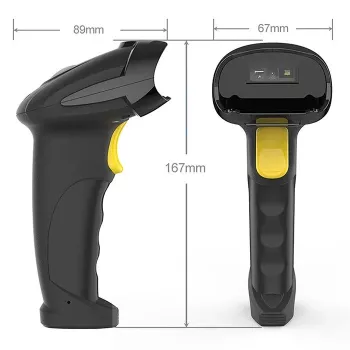 Lector de códigos de barras inalámbrico QOLTEC 50856 – 1D y 2D inalámbrico de mano, interfaz USB, carcasa de ABS, 170×62×100 mm, 203 g