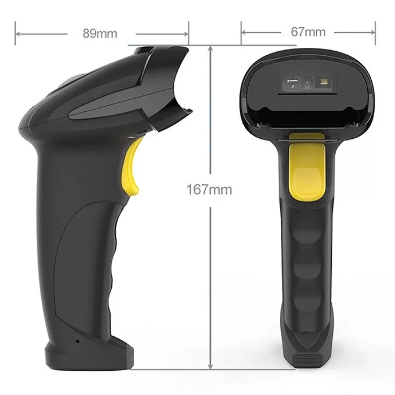 Lector de códigos de barras inalámbrico QOLTEC 50856 – 1D y 2D inalámbrico de mano, interfaz USB, carcasa de ABS, 170×62×100 mm, 203 g