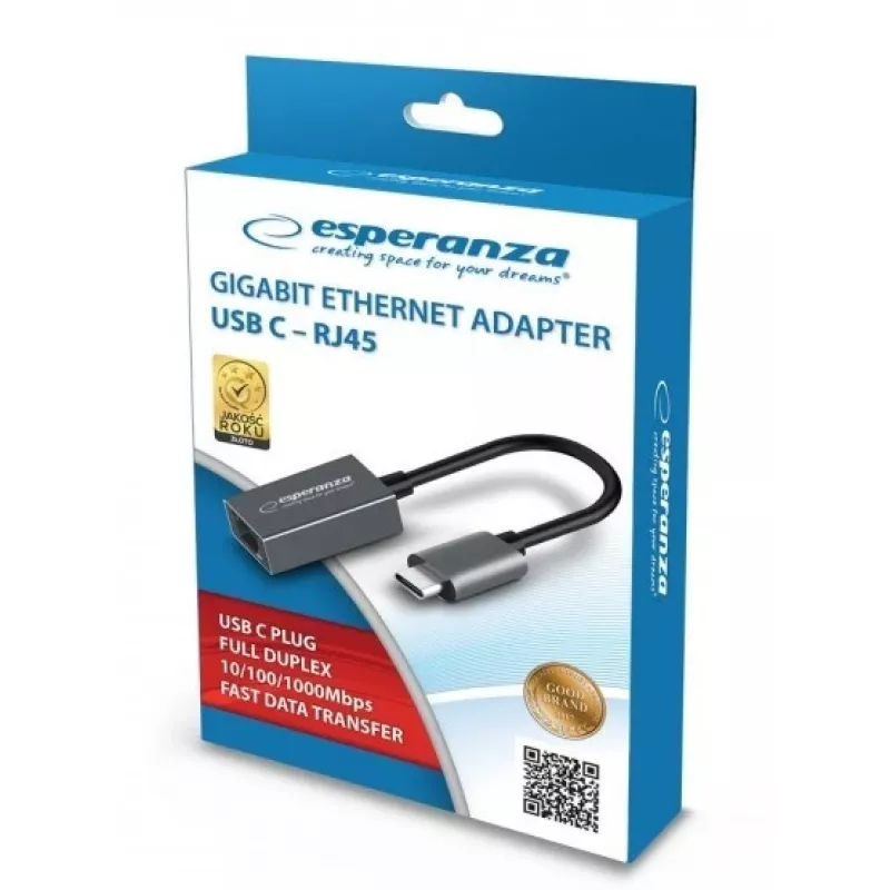 Esperanza ENA102 adaptador USB-C a RJ45 Gigabit Ethernet