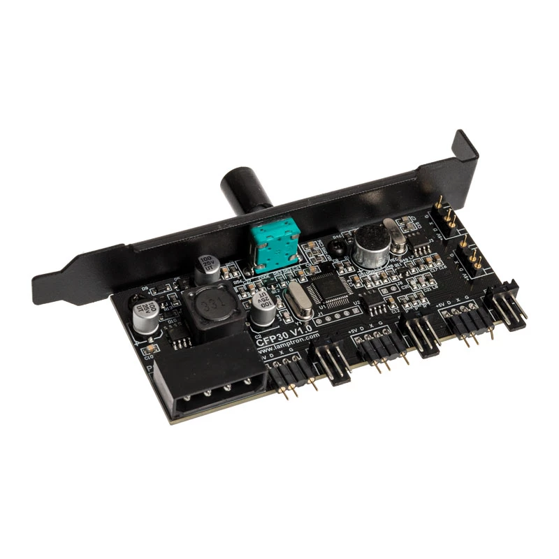 Controlador de ventilador y LED RGB para ranura PCI Lamptron CFP30, negro