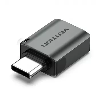 Adaptador OTG Vention conector macho USB-C a conector hembra USB 3.0 gris aleación de aluminio Type
