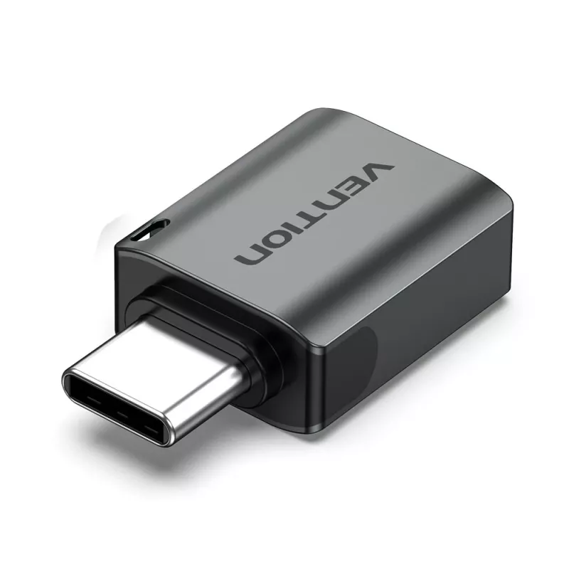 Adaptador OTG Vention conector macho USB-C a conector hembra USB 3.0 gris aleación de aluminio Type