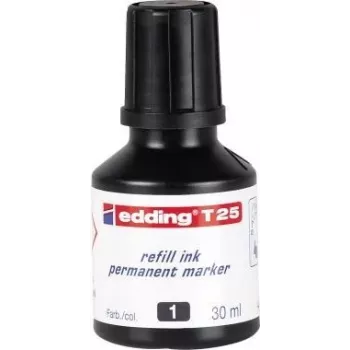 Tinta de recarga para rotulador Edding T25 negra 30 ml compatible con Edding No.1/21/22/25/400/500/550/800/850/3000/3300