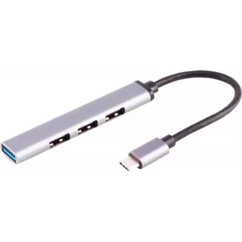 Hub USB-C ShiverPeaks 13-50002 — 4× USB-A 3.0 adaptador compacto para conexiones USB-C