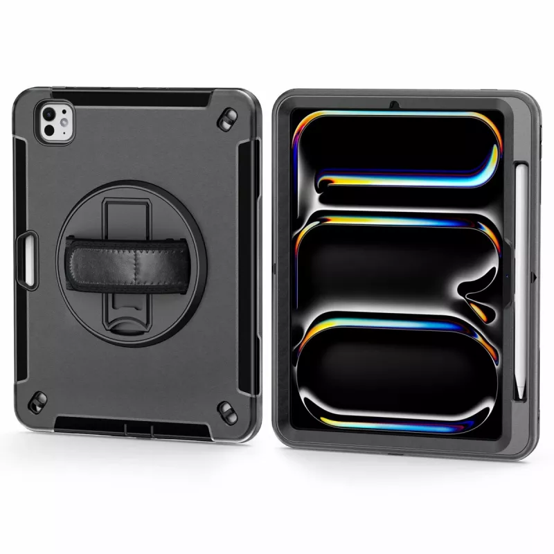 4smarts Rugged Case Grip 541161 funda para Apple iPad Pro 11 (M5 2025 / M4 2024), 27,9 cm (11 pulgadas), policarbonato/TPU, con soporte, negra
