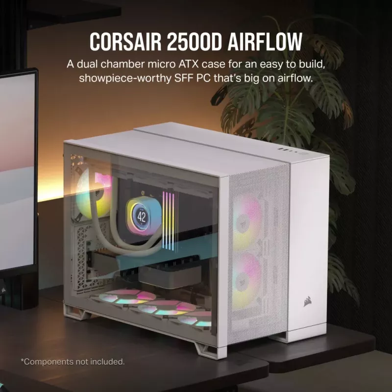 Corsair 2500D AIRFLOW caja para PC Micro ATX de doble cámara – blanca CC-9011264-WW
