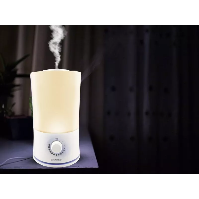 Beper 70.401 difusor de aromas ultrasónico y humidificador, 2,4 l, LED de 7 colores, 25 W