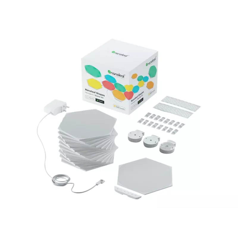 Lámpara de panel hexagonal LED Nanoleaf NL42-6002HX-15PK, RGB, pack de 15, alimentación por CA