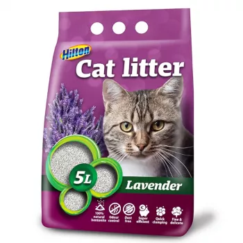 Arena aglomerante de bentonita Hilton Lavanda 5 L – bentonita, aroma a lavanda, de rápida absorción