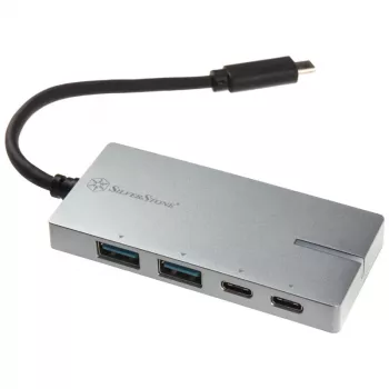 Adaptador USB 3.1-C SILVERSTONE SST-EP09C – conectividad USB-C a USB-A, acabado plata