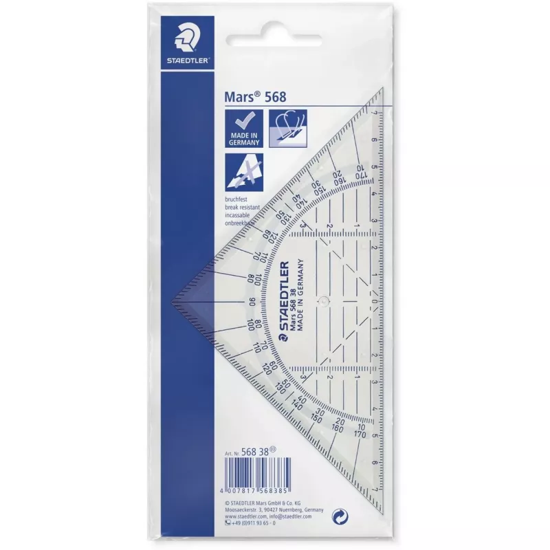 Staedtler Mars 568 38 Escuadra Geodreieck, 16 cm, irrompible