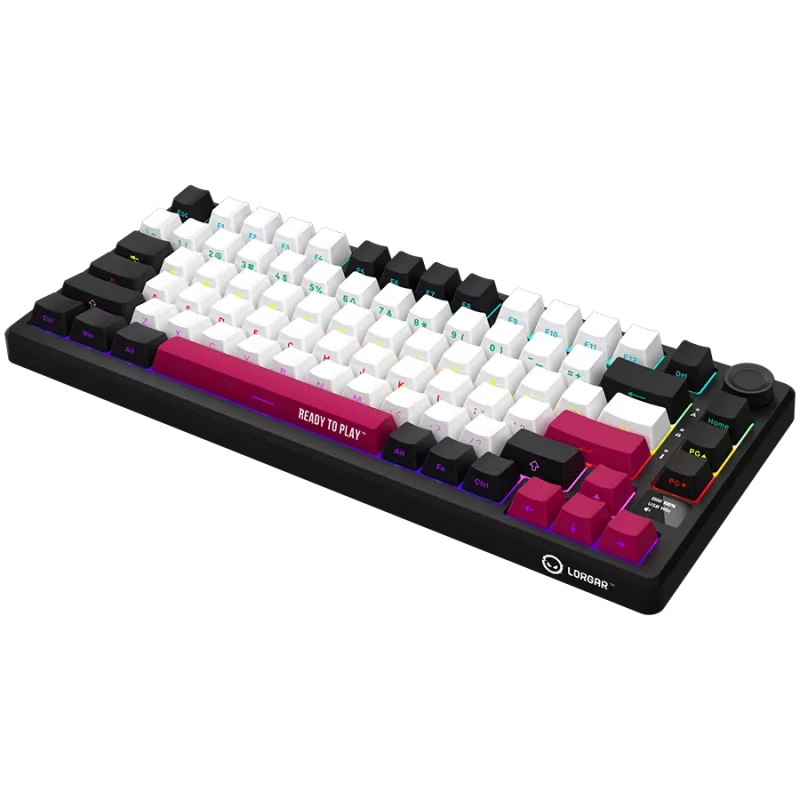 LORGAR KBP7075W teclado gaming mecánico inalámbrico 75 %, negro/rojo, EN