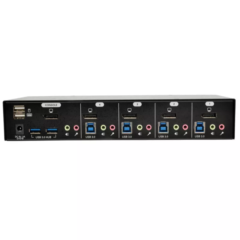 EATON TRIPPLITE conmutador KVM DisplayPort de 4 puertos con cables de audio y hub USB 3.0 SuperSpeed (B004-DPUA4-K)