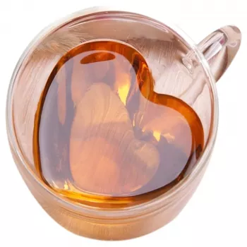 Taza de amor con forma de corazón Extralink Home, vaso de doble pared resistente al calor 250ml