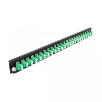 Placa frontal para caja de empalmes DeLOCK 19 pulgadas 24 puertos LC dúplex verde