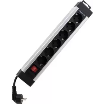 Regleta de enchufes REV 0014612713, 6 tomas, cable de 2,4 m, con interruptor, plata