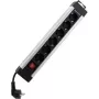 Regleta de enchufes REV 0014612713, 6 tomas, cable de 2,4 m, con interruptor, plata