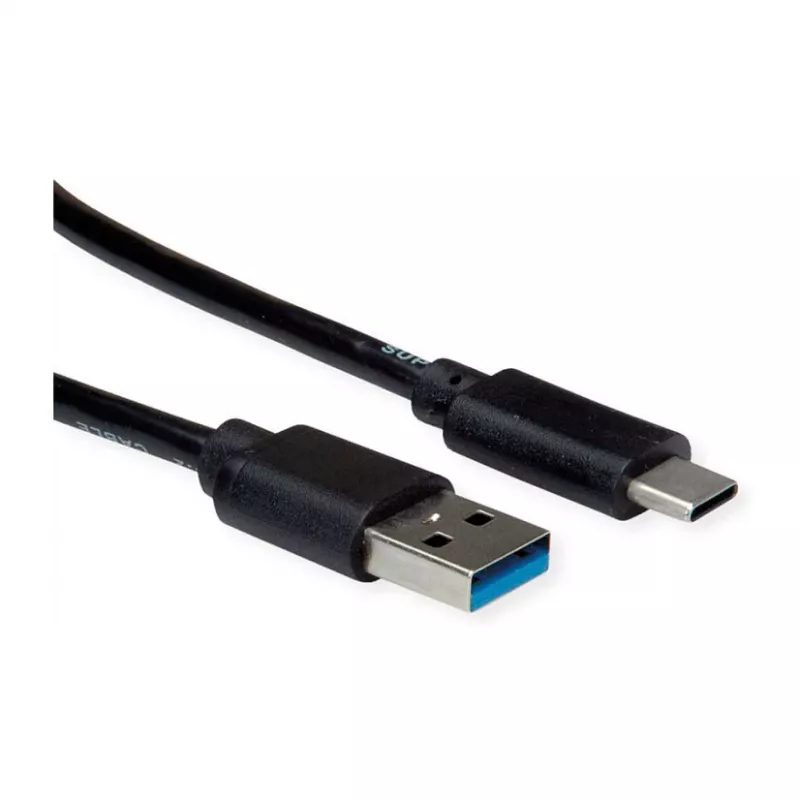 Cable USB 3.2 Gen 1 ROLINE RM, A-C, MA/MA, negro, 1 m