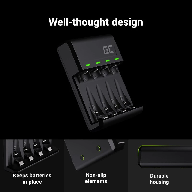 Cargador Green Cell GC VitalCharger con 4 pilas AA 2000mAh NiMH