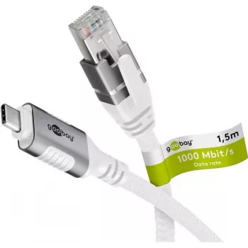 Cable de red Goobay 74166 USB-C RJ-45 Cat6 1,5 m blanco