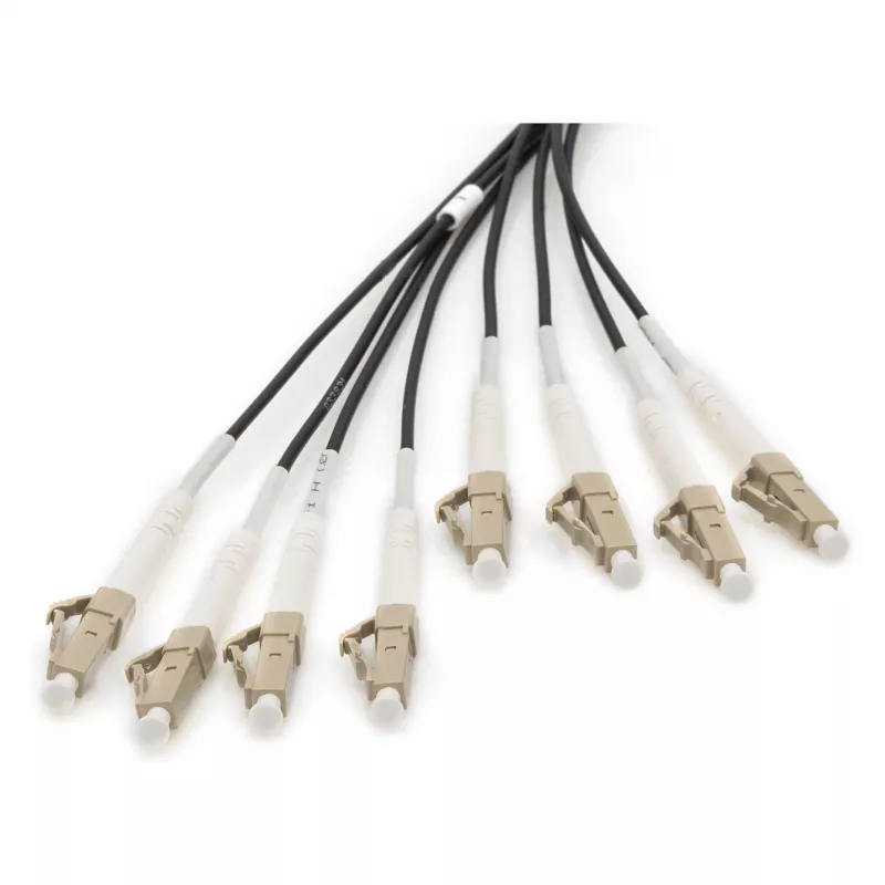 Cable breakout de fibra óptica DIGITUS DK-24338U030BK-BBB, preensamblado OM4 multimodo 8 hilos, LC/UPC–LC/UPC, 30 m, U-DQ(ZN) BH
