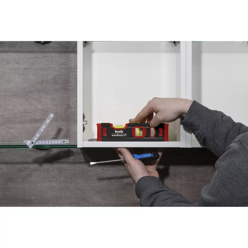 Nivel de burbuja mini de aluminio KWB 20 cm (gris oscuro/rojo)