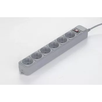 Gembird SPG6-B-10C Protector contra sobretensiones, 6 tomas Schuko, 3 m, gris