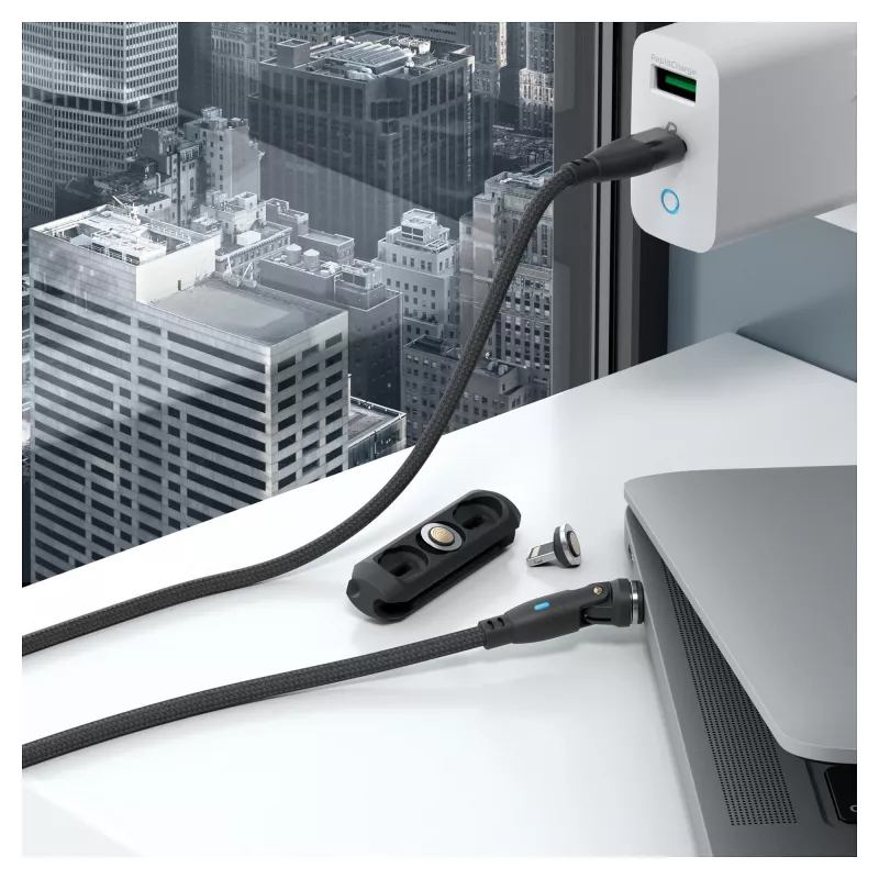 Cable USB RealPower MagneticCharge 100 1m USB-C negro