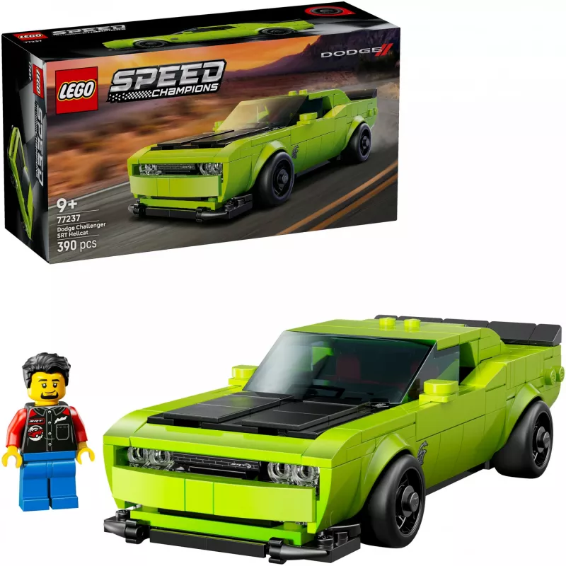 Coche de juguete de construcción LEGO Speed Champions Dodge Challenger SRT Hellcat 77237 — 390 piezas, 1 minifigura, edad recomendada 9+