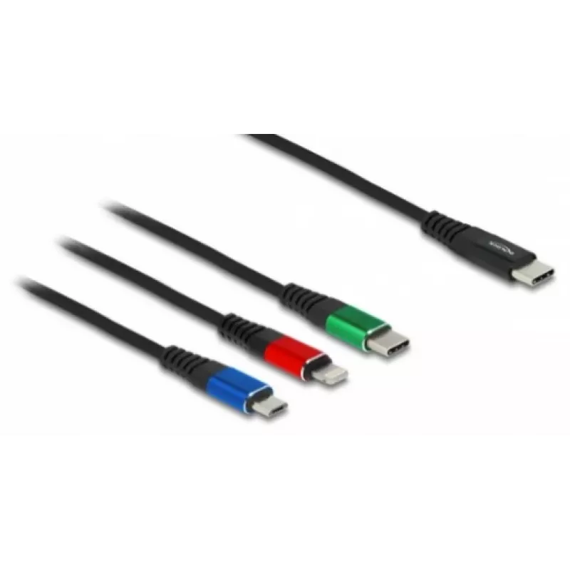 Cable de carga USB DeLOCK 3 en 1 USB Type-C a Lightning Micro-USB 1 m