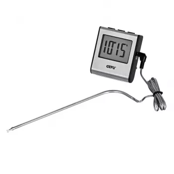Termómetro alimentario GEFU sonda digital 0–250 °C, acero inoxidable, sensor de 16 cm