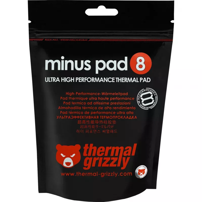 Almohadilla térmica Thermal Grizzly Minus Pad 8 — 100 x 100 x 3,0 mm, rosa