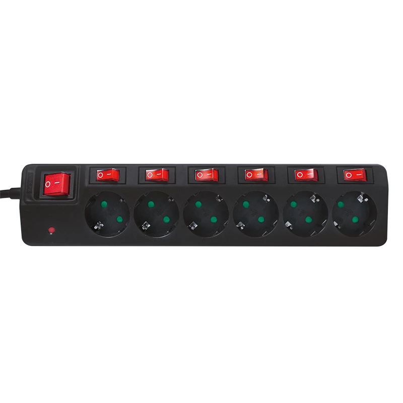 Alargador de corriente LogiLink LPS233 1,5 m 6 tomas de corriente para interior negro