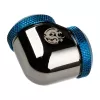 Adaptador Bitspower 90° 16mm AD a 16mm AD tubo rígido, negro brillante/azul