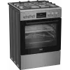 Cocina BEKO | FBMA61330GXDT | tipo de placa gas | tipo de horno eléctrico | acero inoxidable | ancho 60 cm | grill | LED | fondo 60 cm | 72 L