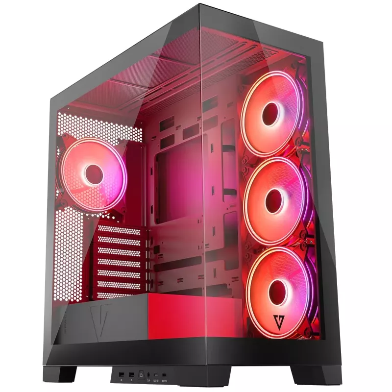 Caja de PC MODECOM Volcano SPACE APEX ARGB Midi Tower, cristal templado, USB-C, compatible con ATX/microATX/Mini-ITX, GPU hasta 430 mm, disipador de CPU hasta 180 mm
