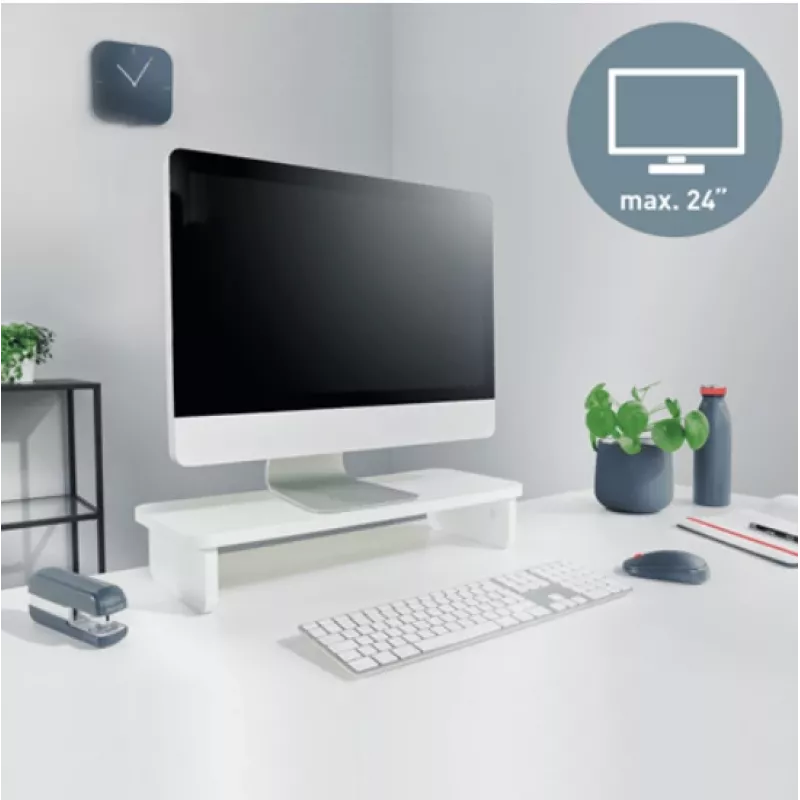 Soporte para monitor LEITZ Freestanding 64340001 — soporte de mesa para pantallas de 61 cm (24 pulgadas), capacidad de carga 20 kg, altura ajustable, blanco