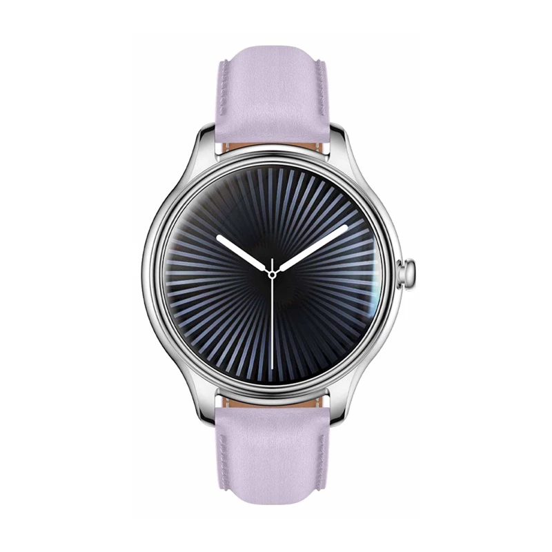 Smartwatch Colmi L28 plateado-lila con correa de piel lila