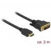 DeLOCK - cable de vídeo - HDMI / DVI - DVI-D (M) a HDMI (M) - 2,0 m - triple aislamiento - negro - tornillos moleteados (85654)