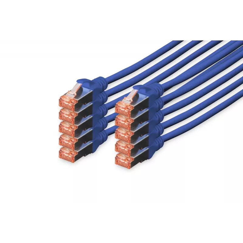 DIGITUS Cable de red CAT6 S/FTP, 3 m, azul, pack de 10