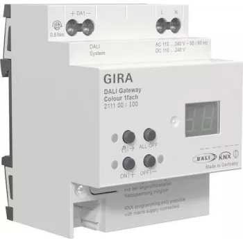 Gateway DALI Gira 211100 Colour 1f REG KNX Secure para la integración entre sistemas KNX y DALI