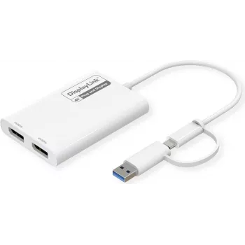 ROLINE Adaptador de pantalla USB Type C A - Dual DP 4K60 macho/hembra - Adaptador - Digital/Datos (12.03.3207)