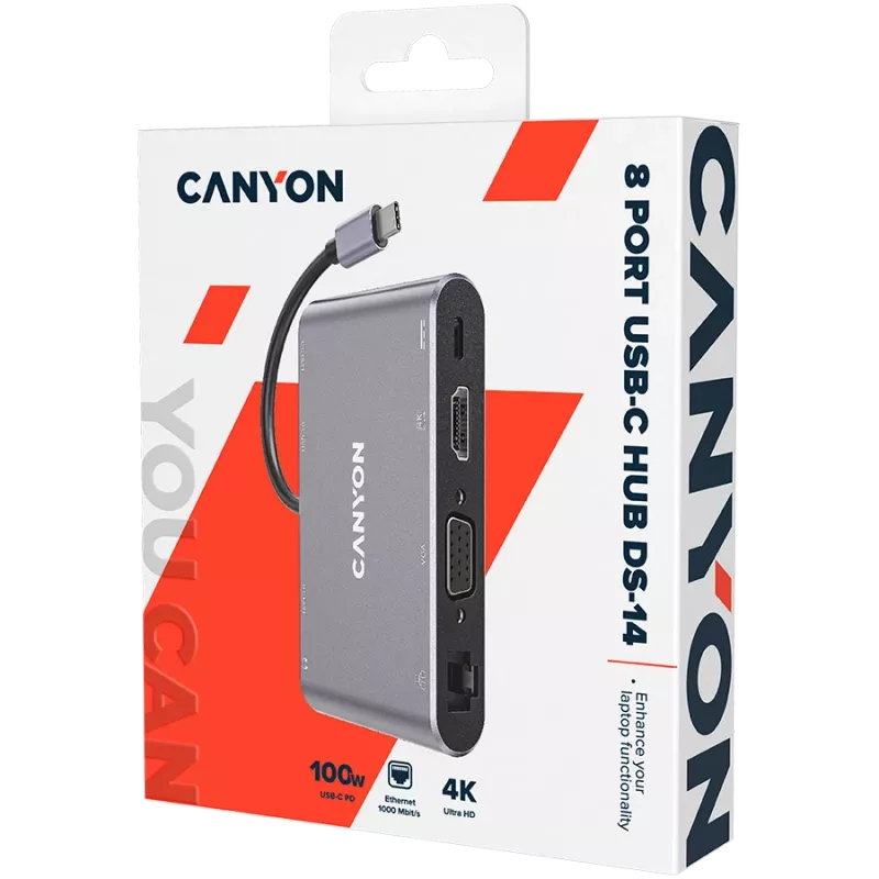 Canyon DS-14 - Estación de acoplamiento - USB-C - VGA, HDMI