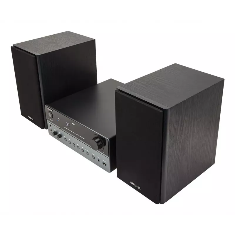 Microcadena de audio doméstico Aiwa MSBTU-700DAB — 25 W RMS, DAB+/FM, Bluetooth 10 m, bandeja CD, indicador LED, negro/azul ártico